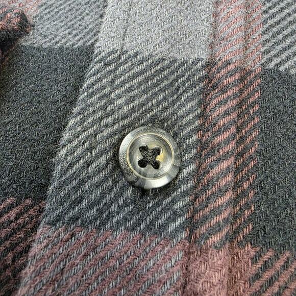 Orvis Shirt Mens Medium Red Gray Plaid Flannel Double Pocket Button Up Shacket - Picture 15 of 16